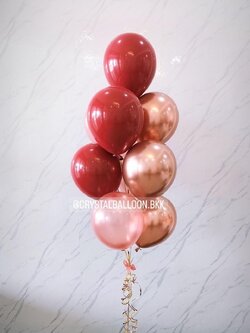 ลูกโป่ง แสดงความยินดี ช่อลูกโป่ง 9 ลูก 1 ช่อ สีเชอร์รี่-โรสโกลด์ พร้อมตกแต่ง สามารถเปลี่ยนสีลูกโป่งได้