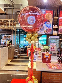 เสาลูกโป่ง เปิดร้านอาหาร Bubble 36" สีแดง พร้อมตกแต่ง สามารถเปลี่ยนสีลูกโป่ง/เปลี่ยนข้อความได้