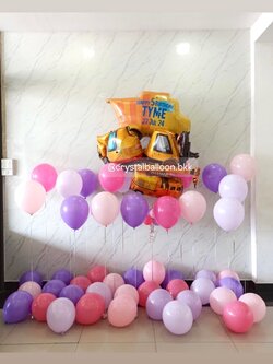 ลูกโป่งฟอยล์ตกแต่ง วันเกิดเด็ก ช่อฟอยล์รถ 4 ชิ้น พร้อม ลูกโป่ง ตั้งพื้น/วางเดี่ยว 16 ลูก พร้อม ลูกโป่งโปรยพื้น 30 ลูก พร้อมตกแต่ง เปลี่ยนข้อความ / สามารถเปลี่ยนฟอยล์ตกแต่งได้