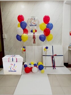 Jumbo Box 36" Surprise Box กล่องเซอร์ไพรส์ Bubble ขนาด 24"กลิตเตอร์สีเงิน ,ลูกโป่งช่อ 7 ลูก 2 ช่อ พร้อมตกแต่ง สามารถใส่รูปได้ 4 ใบ สามารถเปลี่ยนสีลูกโป่ง/เปลี่ยนข้อความได้