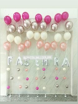 ลูกโป่ง เปิดงาน ช่อลูกโป่งฟองอากาศ พร้อม ฟอยล์ตัวอักษร ขนาด 16" ช่อ 4 ลูก 7 ช่อ Theme สีชมพู พร้อมตกแต่ง สามารถเปลี่ยนสีลูกโป่ง/เปลี่ยนสี-ฟอยล์ตัวอักษรได้