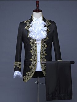 Pre-order ชุดสูทชาย สไตล์ยุโรป ปักงานละเอียด สีดำ