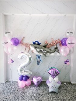 ลูกโป่ง วันเกิดเด็ก Theme ทะเล ช่อลูกโป่ง 5 ลูก 2 ช่อ พร้อม ฟอยล์ตัวเลข 40" ตั้งฐาน 1 ชิ้น พร้อมตกแต่ง ฟอยล์ตกแต่ง 2 ชิ้น,ฟอยล์ตัวอักษร 16" Happy Birthday 1 ชิ้น สามารถเปลี่ยนสีลูกโป่ง/เปลี่ยนข้อความ/เปลี่ยนสี-ฟอยล์ตัวเลข/เปลี่ยนฟอยล์ตกแต่งได้