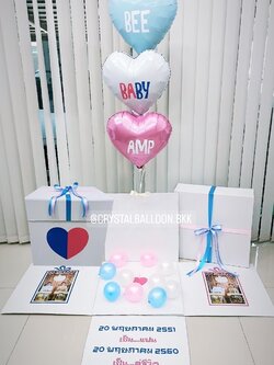 Welcome Baby Surprise Box กล่องเซอร์ไพรส์ต้อนรับน้อง พร้อมตกแต่ง สามารถใส่รูปได้ 2 ใบ สามารถเปลี่ยนสีลูกโป่ง/เปลี่ยนข้อความได้