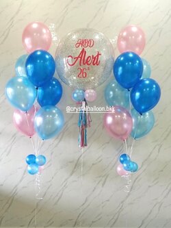 ลูกโป่ง วันเกิด Bubble ขนาด 24" กลิตเตอร์สีเงิน 1 ลูก พร้อม ช่อลูกโป่ง ช่อ 7 ลูก 2 ช่อ พร้อมตกแต่ง สามารถเปลี่ยนสีลูกโป่ง/เปลี่ยนข้อความ/เปลี่ยนขนาดได้