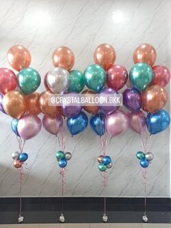 ลูกโป่ง แสดงความยินดี ช่อลูกโป่งโครเมี่ยม ช่อ 9 ลูก 4 ช่อ พร้อมตกแต่ง สามารถเปลี่ยนสีลูกโป่งได้