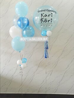 ลูกโป่ง เปิดร้าน Bubble ขนาด 24" กลิตเตอร์สีฟ้า พร้อม ช่อลูกโป่ง ช่อ 6 ลูก 1 ช่อ พร้อมตกแต่ง สามารถเปลี่ยนสีลูกโป่ง/เปลี่ยนข้อความ/เปลี่ยนขนาดได้