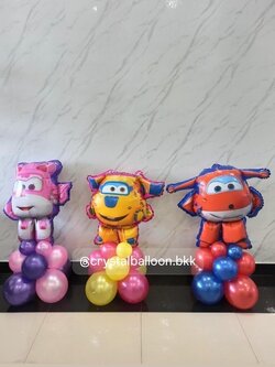 ลูกโป่งฟอยล์โรโบคาร์ โพลิตั้งฐาน 3 ชิ้น , พร้อมตกแต่ง สามารถเปลี่ยนฟอยล์ตกแต่งได้