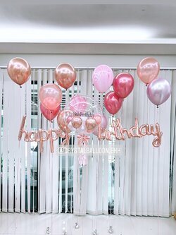 ลูกโป่ง วันเกิด Bubble USA 24" Theme สีโรสโกล พร้อม ฟอยล์ตัวอักษร Happy Birthday,ลูกโป่ง ตั้งพื้น วางเดี่ยว 12 ลูก,ลายหิน USA 2 ลูก พร้อมตกเเต่ง สามารถเปลี่ยนสีลูกโป่ง/เปลี่ยนข้อความได้
