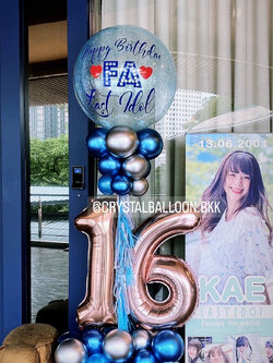 เสาลูกโป่ง วันเกิด Bubble 36" สีฟ้า พร้อม ฟอยล์ตัวเลข ขนาด 40" ตั้งฐาน 2 ชิ้น สามารถเปลี่ยนสีลูกโป่ง/เปลี่ยนข้อความ/เปลี่ยนสี-ฟอยล์ตัวเลขได้
