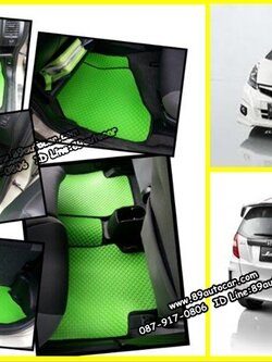 ขายพรมปูพื้นรถยนต์เข้ารูป Honda Jazz 2012 ลายกระดุมสีเขียวขอบดำ
