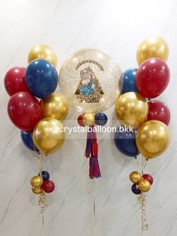 ลูกโป่ง วันครบรอบ Bubble ขนาด 24" กลิตเตอร์สีทอง พร้อม ช่อลูกโป่ง ช่อ 7 ลูก 2 ช่อ พร้อมตกเเต่ง สามารถเปลี่ยนสีลูกโป่ง/เปลี่ยนข้อความ/เปลี่ยนขนาดได้