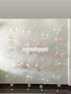 ลูกโป่ง Bride To Be ลูกโป่งฟองอากาศ ลูกโป่ง 12" 5 ลูก พร้อม ลูกโป่ง 6" 8 ลูก 4 เส้น Theme สีขาว พร้อมตกแต่ง สามารถเปลี่ยนสีลูกโป่งได้