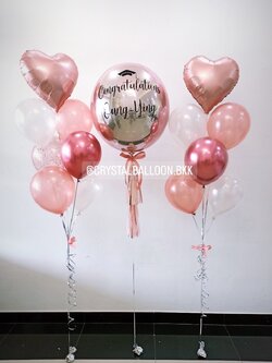 ลูกโป่ง รับปริญญา ฟอยล์กลม USA 24" พร้อม ช่อลูกโป่ง ฟอยล์หัวใจ ขนาด 18" 2 ช่อ พร้อมตกเเต่ง สามารถเปลี่ยนสีลูกโป่ง/เปลี่ยนข้อความได้