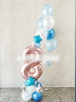 ลูกโป่ง วันเกิดเด็ก ฟอยล์ตัวเลข ขนาด 40" ตั้งฐาน พร้อม ลูกโป่งช่อ 6 ลูก 1 ช่อ พร้อมตกแต่ง สามารถเปลี่ยนสีลูกโป่ง/้เปลี่ยนข้อความ/เปลี่ยนขนาด