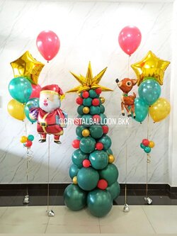 ลูกโป่ง Christmas ช่อลูกโป่งฟอยล์ดาว ขนาด 24" ช่อ 5 ลูก 2 ช่อ พร้อม ต้น Christmas สูง 1.5 เมตร พร้อมตกแต่ง ฟอยล์ดาวแฉกใหญ่ 1 ชิ้น,ฟอยล์ซานต้า 1 ชิ้น,ฟอยล์กวาง 1 ชิ้น สามารถเปลี่ยนสีลูกโป่ง/เปลี่ยนฟอยล์ตกแต่งได้