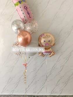 ลูกโป่ง Welcome Baby ช่อลูกโป่งฟอยล์ขวดนม ช่อ 7 ลูก 1 ช่อ พร้อมตกแต่ง เด็กทารก 1 ชิ้น,ลูกโป่งใส ใส่กลิตเตอร์ สามารถเปลี่ยนสีลูกโป่ง/เปลี่ยนข้อความ/เปลี่ยนสี-ฟอยล์ตกแต่งได้