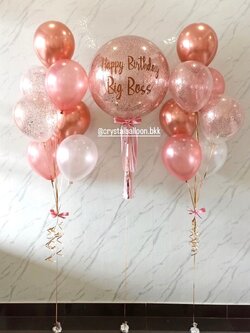 ลูกโป่ง วันเกิด Bubble ขนาด 24" สียอดนิมยม พร้อม ช่อลูกโป่ง ช่อ 7 ลูก 2 ช่อ,ลูกโป่งใส ใส่กลิตเตอร์ พร้อมตกเเต่ง สามารถเปลี่ยนสีลูกโป่ง/เปลี่ยนข้อความ/เปลี่ยนขนาดได้