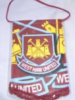 ธงติดกระจก ฟุตบอล สโมสรสโมสรเวสต์แฮม ยูไนเต็ด - ตราสโมสร WUFC ใหม่ / WESTHAM UNITED Football Club Pennant - WUFC Logo NEW