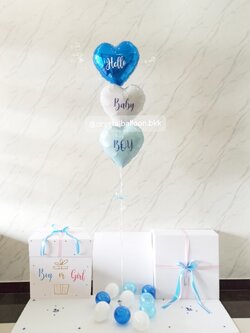 Gender Reveal Surprise Box กล่องเซอร์ไพรส์ทายเพศ พร้อม ฟอยล์หัวใจ 18" 3 ชิ้น พร้อมตกเเต่ง สามารถใส่รูปได้ 2 ใบ สามารถเปลี่ยนสีลูกโป่ง/เปลี่ยนข้อความ/เปลี่ยนสีฟอยล์ตกเเต่งได้