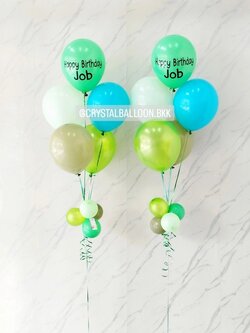 ลูกโป่ง วันเกิด ช่อลูกโป่ง ช่อ 5 ลูก 2 ช่อ Theme สีเขียว พร้อมตกแต่ง สามารถเปลี่ยนสีลูกโป่ง/เปลี่ยนข้อความได้