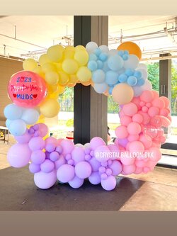 Organic Backdrop Happy New Year โครงกลม ขนาด 2x2 Theme พาสเทล พร้อมตกแต่ง สามารถเปลี่ยนสีลูกโป่ง/เปลี่ยนข้อความได้