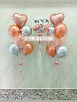 ลูกโป่ง วันเกิด Bubble USA ขนาด 24" พร้อม ช่อลูกโป่งฟอยล์หัวใจ ขนาด 18" ช่อ 7 ลูก 2 ช่อ พร้อมตกแต่ง สามารถเปลี่ยนสีลูกโป่ง/เปลี่ยนข้อความ/เปลี่ยนสี-ฟอยล์ตกแต่งได้