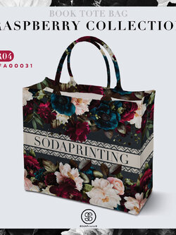 กระเป๋า Book Tote Bag RASPBERRY COLLECTION รหัส TFA00031 #ใส่ชื่อได้ #SOdAbag #SOdAPrintinG