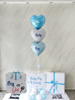 Gender Reveal Surprise Box กล่องเซอร์ไพรส์ทายเพศ พร้อม ฟอยล์หัวใจ 18" 3 ชิ้น พร้อมตกเเต่ง สามารถใส่รูปได้ 2 ใบ สามารถเปลี่ยนสีลูกโป่ง/เปลี่ยนข้อความ/เปลี่ยนสีฟอยล์ตกเเต่งได้