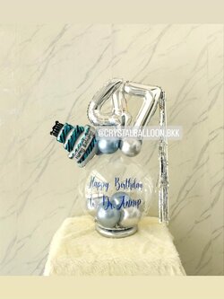 ลูกโป่ง วันเกิด Bubble ขนาด 18" พร้อม ฟอยล์จตัวเลข ขนาด 16" 2 ชิ้น พร้อมตกแต่ง สามารถเปลี่ยนสีลูกโป่ง/เปลี่ยนข้อความ/เปลี่ยนขนาดได้