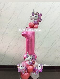 ลูกโป่ง วันเกิดเด็ก ฟอยล์ตัวเลข ขนาด 40" ตั้งฐาน 1 ชิ้น Theme Unicorn พร้อมตกแต่ง สามารถเปลี่ยนสีลูกโป่ง/เปลี่ยนสี-ฟอยล์ตัวเลข/เปลี่ยนสี-ฟอยล์ตกแต่งได้