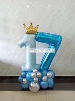 ลูกโป่ง วันเกิดเด็ก ฟอยล์ตัวเลข ขนาด 40" ตั้งฐาน 2 ชิ้น ธีมสีฟ้า พร้อมตกแต่ง สามารถเปลี่ยนสีลูกโป่ง/เปลี่ยนสี-ฟอยล์ตัวเลขได้