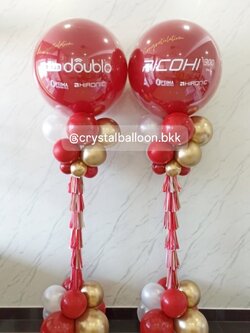 เสาลูกโป่ง เปิดร้าน ลูกโป่งยาง ขนาด 36" สีCherry 2 เสา พร้อมตกแต่ง สามารถเปลี่ยนสีลูกโป่ง/เปลี่ยนข้อความได้