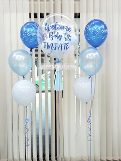 ลูกโป่ง Welcome Baby Bubble USA ขนาด 24" โทนสีฟ้า-สีน้ำเงิน พร้อมตกแต่ง ช่อลูกโป่ง 2 ช่อ สามารถเปลี่ยนสีลูกโป่ง/เปลี่ยนข้อความได้