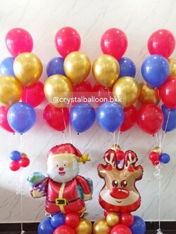 ลูกโป่ง Christmas ช่อลูกโป่ง ช่อ 7 ลูก 4 ช่อ พร้อม ฟอยล์ซานต้า ตั้งฐาน 1 ชิ้น,ฟอยล์กวาง ตั้งฐาน 1 ชิ้น พร้อมตกแต่ง สามารถเปลี่ยนสีลูกโป่งได้