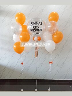 ลูกโป่ง เปิดงาน Bubble ขนาด 24" กลิตเตอร์สีเงิน พร้อมตกแต่ง ช่อลูกโป่ง ช่อ 7 ลูก 2 ช่อ,ลูกโป่งใส ใส่กลิตเตอร์ สามารถเปลี่ยนสีลูกโป่ง/เปลี่ยนข้อความ/เปลี่ยนขนาดได้