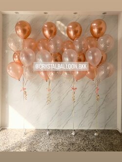 ลูกโป่ง เปิดงาน ช่อลูกโป่ง ช่อ 7 ลูก 4 ช่อ Theme โรสโกล พร้อมตกแต่ง ลูกโป่งใส ใส่กลิตเตอร์ สามารถเปลี่ยนสีลูกโป่งได้