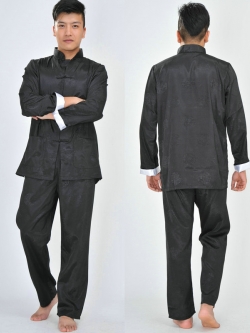 Pre-order ชุดจีน ชาย เสื้อพร้อมกางเกง สีดำ