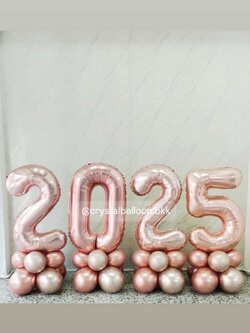 ลูกโป่ง New Year ฟอยล์ตัวเลข ขนาด 40" 4 ชิ้น ตั้งฐาน พร้อมตกแต่ง สามารถเปลี่ยนสีลูกโป่ง/เปลี่ยนสี-ฟอยล์ตัวเลขได้