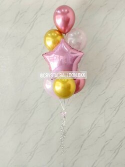 ลูกโป่ง อำลา ช่อลูกโป่งฟอยล์ดาว ขนาด 24" ช่อ 8 ลูก 1 ช่อ พร้อมตกแต่ง สามารถเปลี่ยนสีลูกโป่ง/เปลี่ยนสี-ฟอยล์ตกแต่งได้