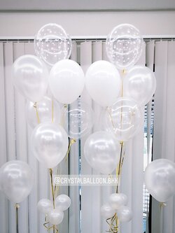 ลูกโป่ง แสดงความยินดี ช่อลูกโป่ง ช่อ 6 ลูก 2 ช่อ ธีมสีขาว พร้อม ลูกโป่งตั้งพื้น/วางเดี่ยว 2 ลูก,ลูกโป่งใสลายดาว พร้อมตกเเต่ง สามารถเปลี่ยนสีลูกโป่งได้