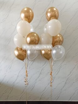 ลูกโป่ง แสดงความยินดี ช่อลูกโป่ง ช่อ 7 ลูก 2 ช่อ สีทองโครเมี่ยม/แซน/ขาวมุก พร้อมตกแต่ง สามารถเปลี่ยนสีลูกโป่งได้