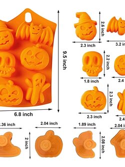 พิมพ์ซิลิโคน รูปฟักทองฮาโลวีน ค้างคาว 6 ช่อง