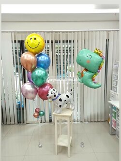 ลูกโป่งเซอร์ไพส์ ช่อลูกโป่งฟอยล์การตูนเป่าลอย 1 ชิ้น , ลูกโป่งช่อ 7 ลูก 1 ช่อ + ฟอยล์หน้ายิ้ม 1 ชิ้น , ฟอยล์ลากจุงรูปสัตว์ 1 ชิ้น ,พร้อมตกแต่ง สามารถเปลี่ยนสีลูกโป่ง/เปลี่ยนข้อความ/เปลี่ยนฟอยล์ตกแต่งได้