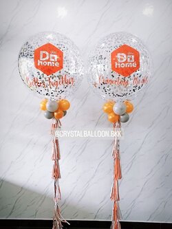 ลูกโป่ง เปิดงาน Bubble ขนาด 36" คอนเฟตติ สีเงิน 2 ลูก พร้อมตกแต่ง สามารถเปลี่ยนสีลูกโป่ง/เปลี่ยนข้อความ/เปลี่ยนขนาดได้