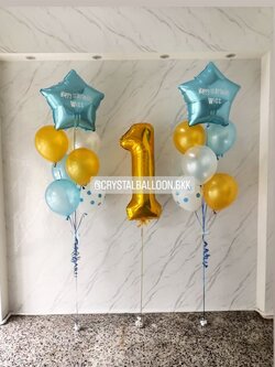 ลูกโป่ง วันเกิดเด็ก ช่อฟอยล์ดาว ขนาด 24" ช่อ 7 ลูก 2 ช่อ พร้อมตกแต่ง ฟอยล์ตัวเลข ขนาด 40" 1 ชิ้น,ลูกโป่งลายจุด 2 ลูก สามารถเปลี่ยนสีลูกโป่ง/เปลี่ยนข้อความ/เปลี่ยนสี-ฟอยล์ตัวเลข-ฟอยล์ดาวได้