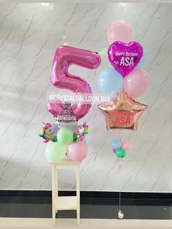 ลูกโป่ง วันเกิดเด็ก ช่อลูกโป่งฟอยล์หัวใจ ขนาด 18",ฟอยล์ดาว ขนาด 24" ช่อ 10 ลูก 1 ช่อ พร้อม ฟอยล์ตัวเลข ขนาด 40" ตั้งฐาน 1 ชิ้น พร้อมตกแต่ง สามารถเปลี่ยนสีลูกโป่ง/เปลี่ยนข้อความ/เปลี่ยนสี-ฟอยล์ตัวเลข-ฟอยล์ตกแต่งได้