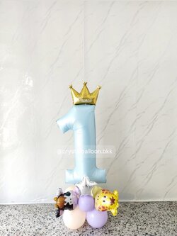 ลูกโป่ง ตกแต่ง ฟอยล์ตัวเลขตั้งฐาน 40" 1 ชิ้น ,สีฟ้า พร้อมตกแต่ง สามารถเปลี่ยนสีลูกโป่ง/เปลี่ยนข้อความได้