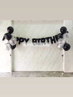 ลูกโป่ง วันเกิด ช่อลูกโป่ง ช่อ 7 ลูก 2 ช่อ พร้อม ฟอยล์ตัวอักษร Happy Birthday ขนาด 16" 1 ชิ้น พร้อมตกแต่ง สามารถเปลี่ยนสีลูกโป่ง/เปลี่ยนสี-ฟอยล์ตัวอักษรได้