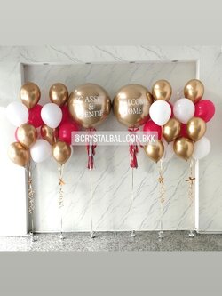 ลูกโป่ง เปิดงาน ลูกโป่งยาง ขนาด 24" สีทองอ่อนโครเมี่ยม 2 ลูก พร้อม ช่อลูกโป่ง ช่อ 7 ลูก 4 ช่อ พร้อมตกแต่ง สามารถเปลี่ยนสีลูกโป่ง/เปลี่ยนข้อความ/เปลี่ยนขนาดได้